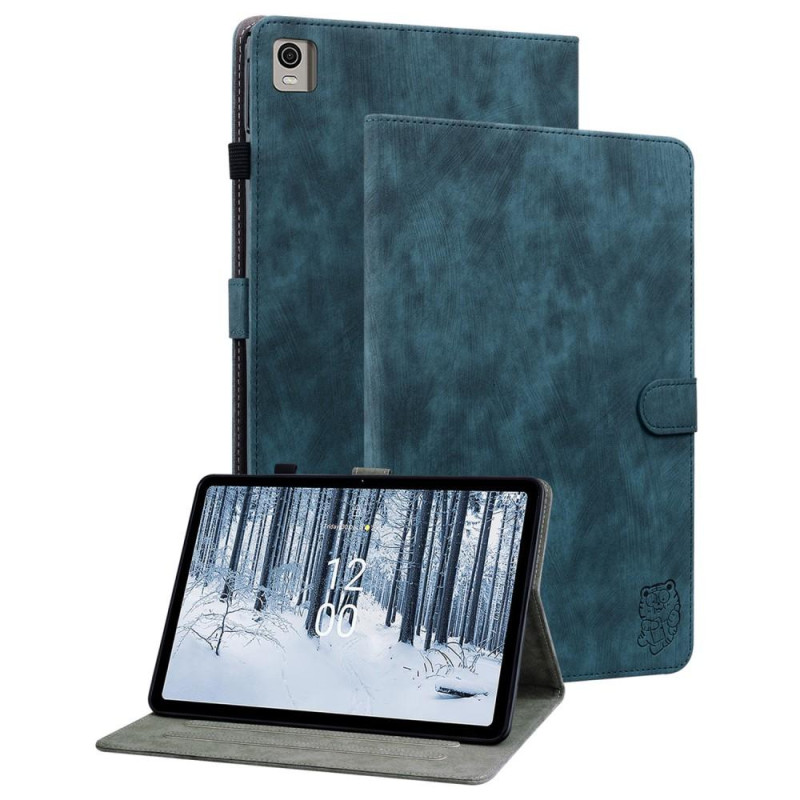 Til Nokia T21 Taske Imprintet Cute Tiger Tablet Cover Kortholder - Blå