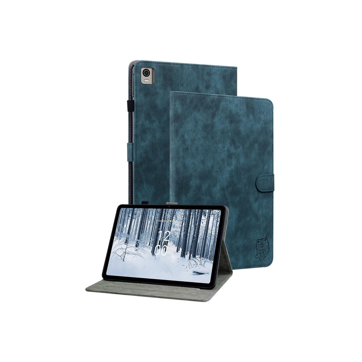 For Nokia T21 Case Imprinted Cute Tiger Tablet Cover Card Holder - Blue