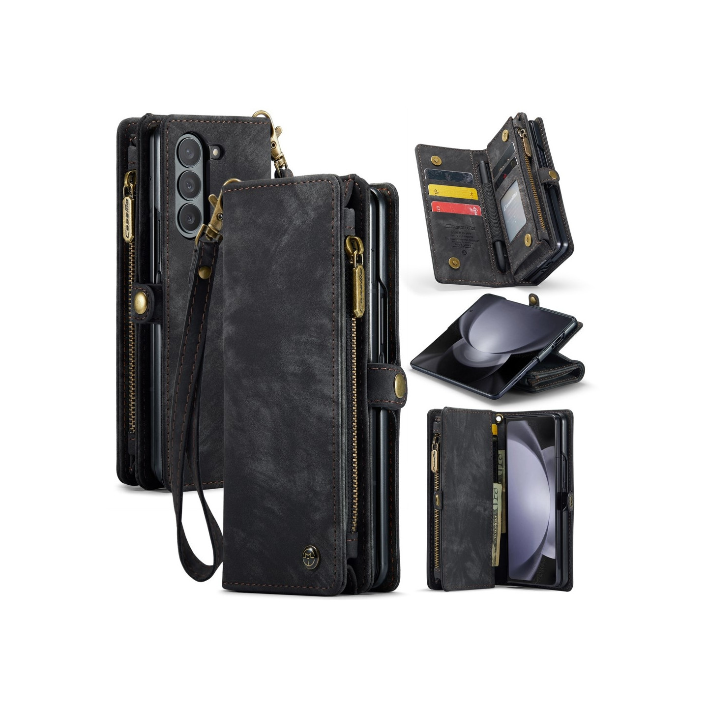 Samsung Galaxy Z Fold6 CASEME Multiple Card Slots Stand Phone Cover - Black
