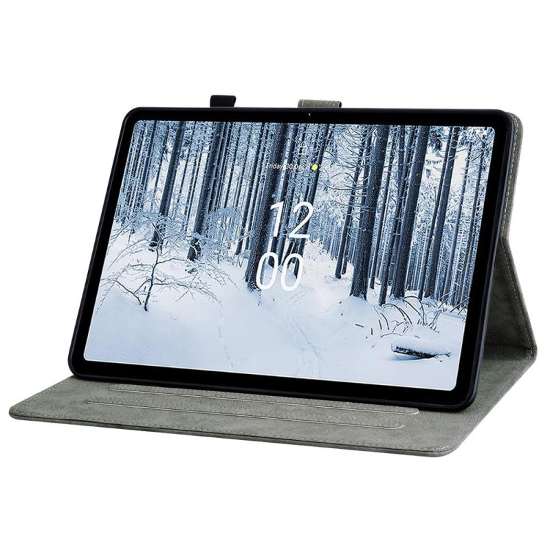 Til Nokia T21 Taske Imprintet Cute Tiger Tablet Cover Kortholder - Blå