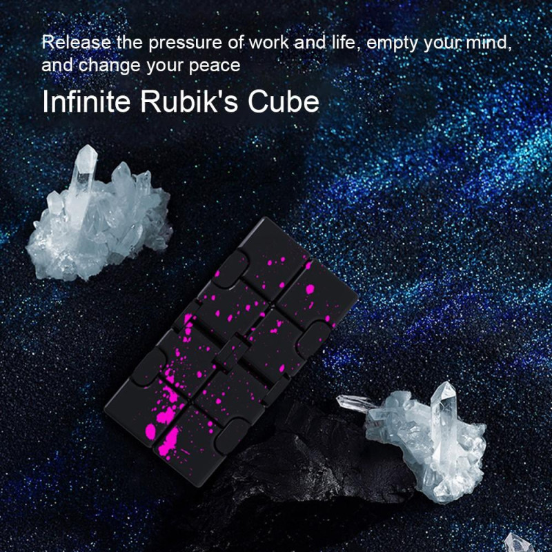 Fidget Toy Infinite Cube Stressaflastningsflipblok - sort - gul