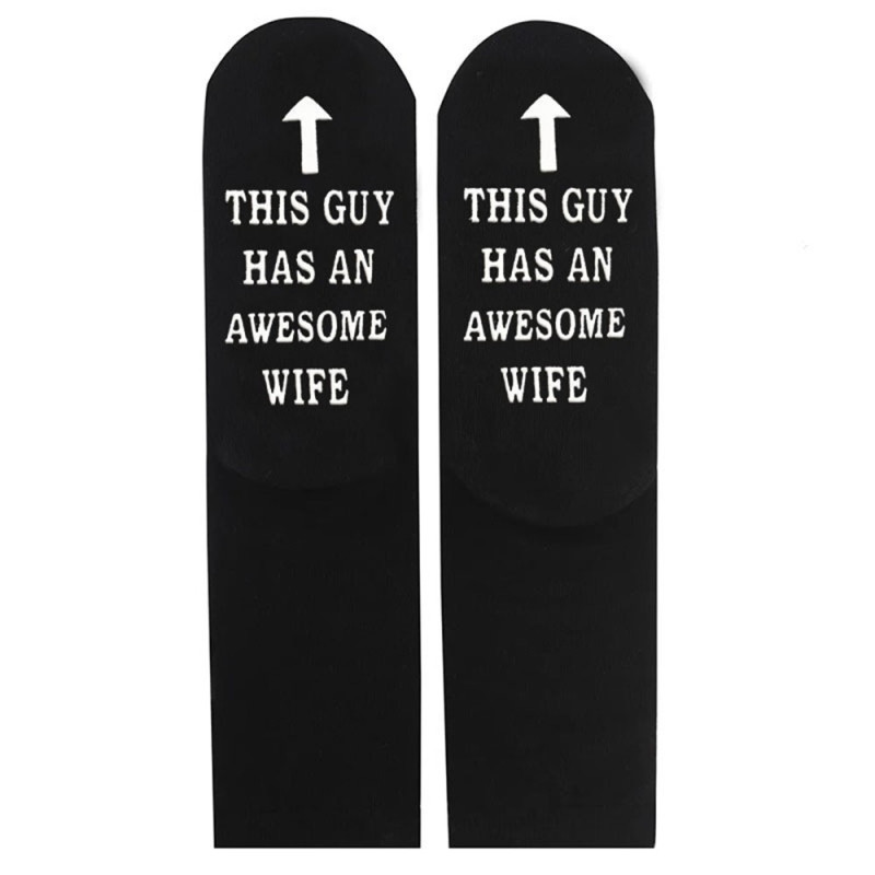 Funny Socks Men Breathable Cotton Non-Slip "This Guy Has An Awesome Wife"