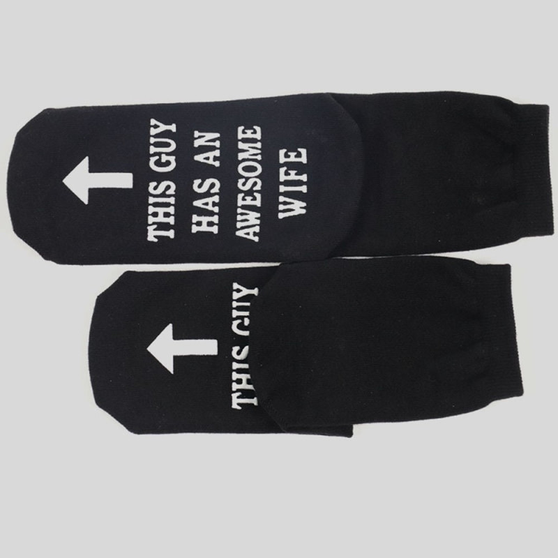 Funny Socks Men Breathable Cotton Non-Slip "This Guy Has An Awesome Wife"
