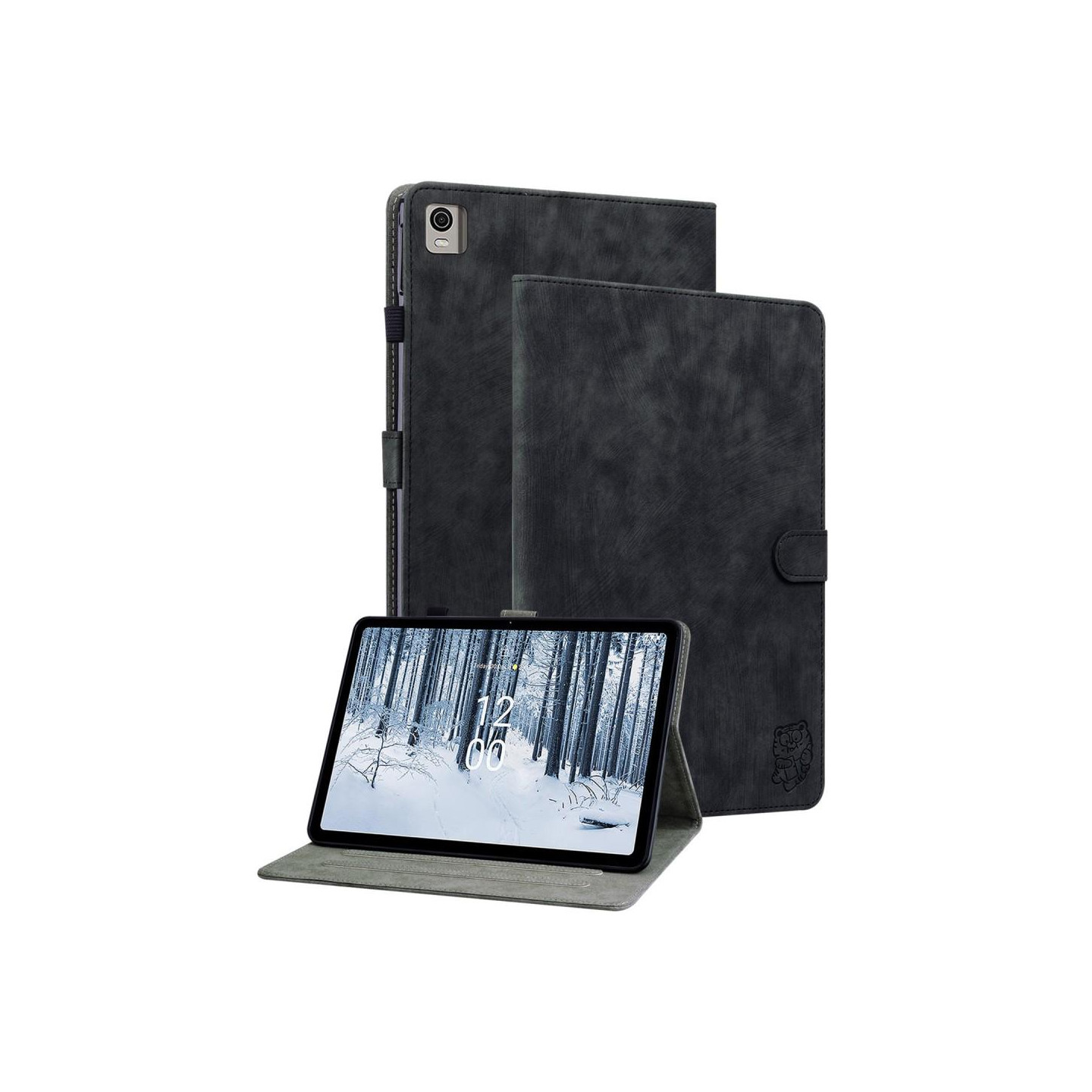 Til Nokia T21 Taske Imprintet Cute Tiger Tablet Cover Kortholder - Sort