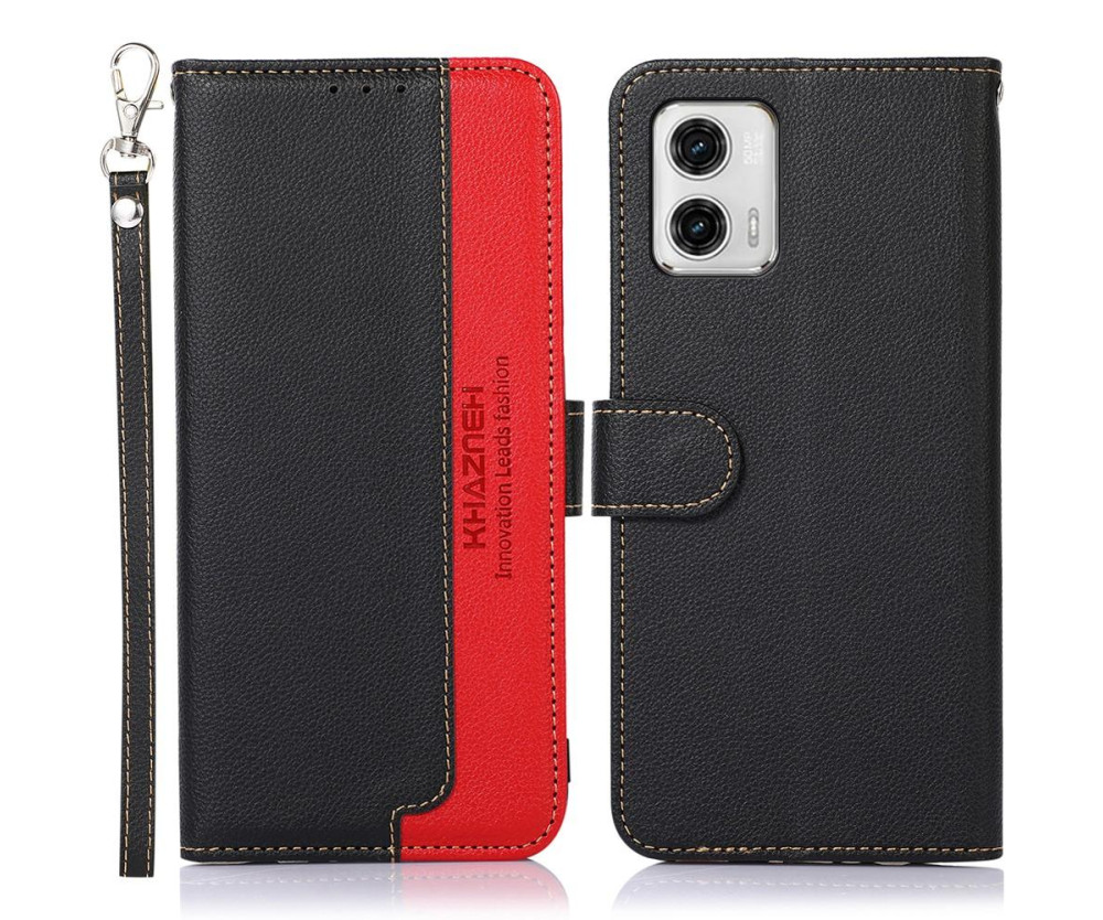 Motorola Moto G73 5G KHAZNEH Plånboksfodral - Svart/Röd