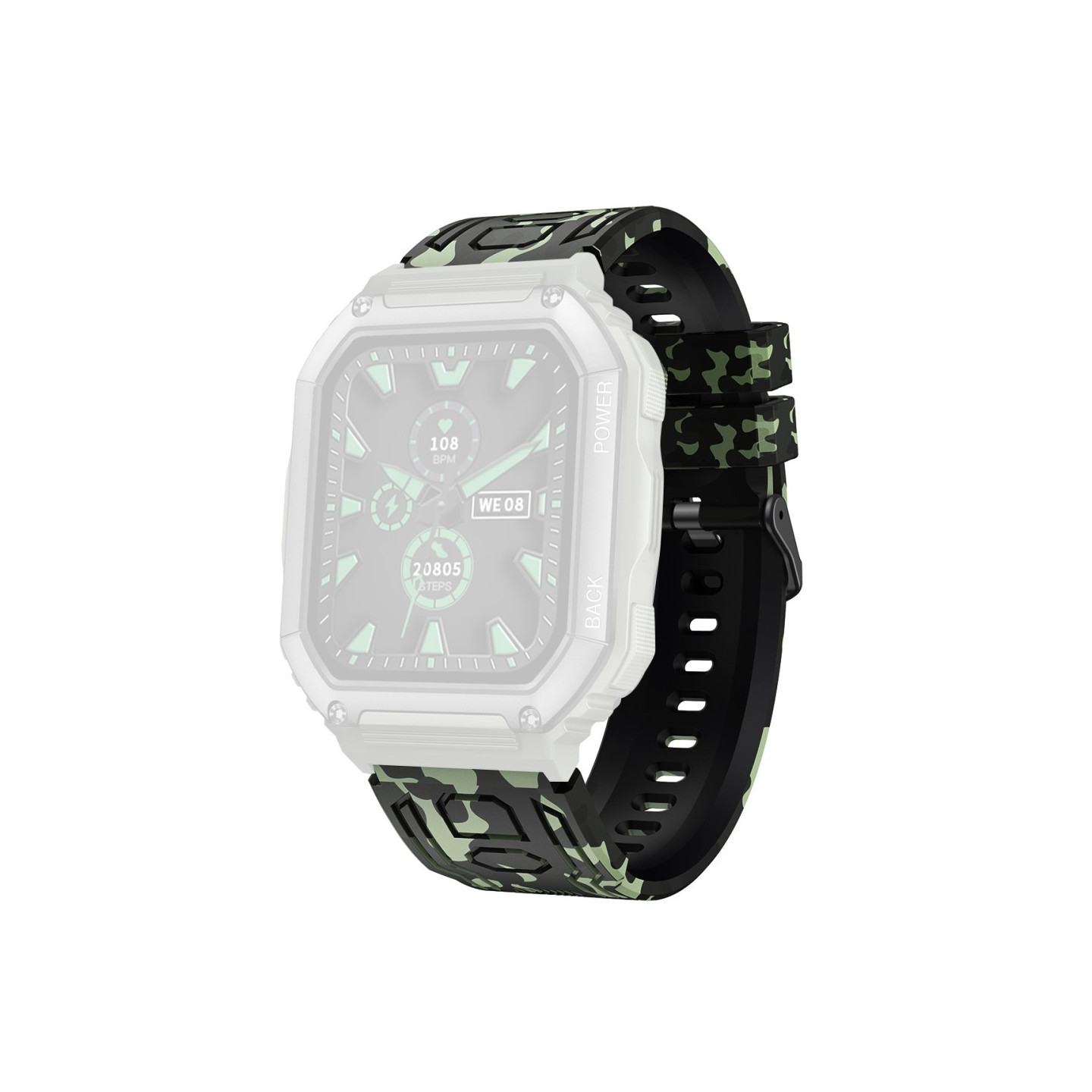 Wristband For Garmin Fenix 7 / 7 Pro / 6 / 5 22mm Silicone - Camouflage Green