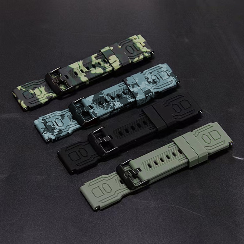 Armbånd til Garmin Fenix 7 / 7 Pro / 6 / 5 22 mm Silikone - Camouflage sort