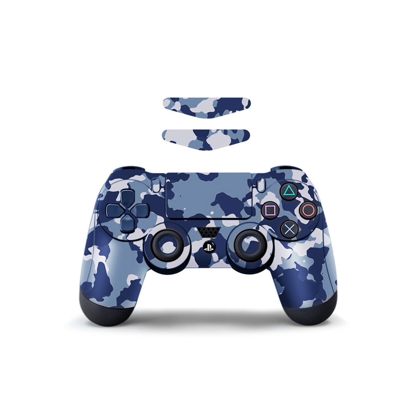 For Sony PS4/PS4 Slim Game Controller Dekal Avtakbar - Blå Camouflage