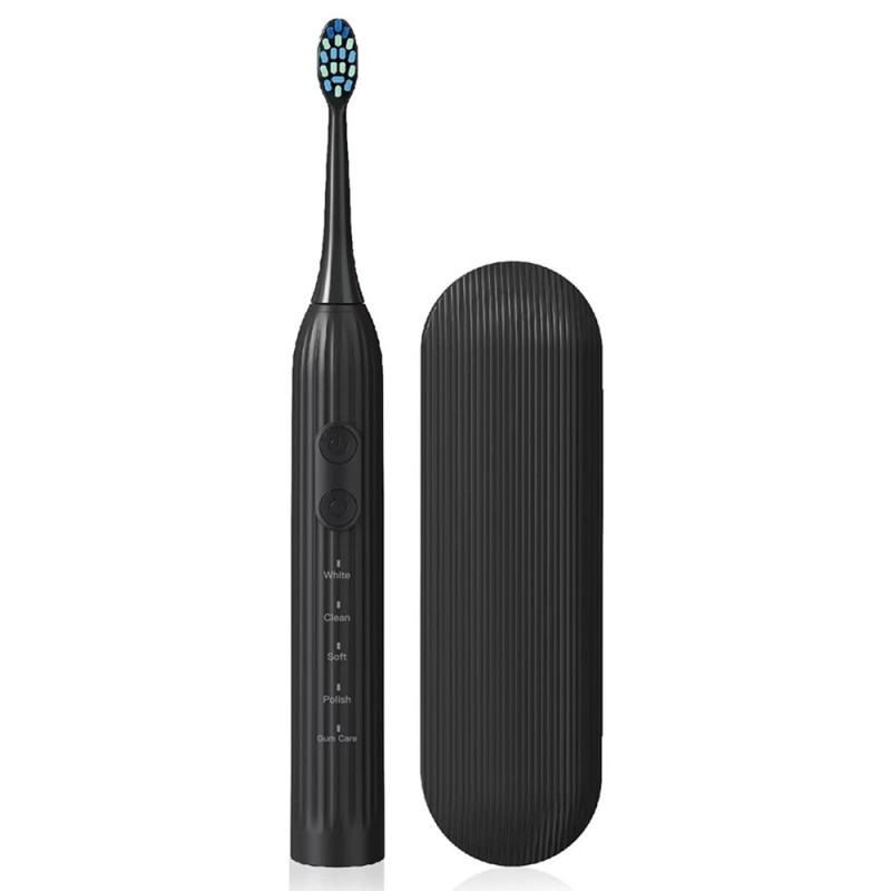 Electric Toothbrush Waterproof Rechargeable 8 brush heads - Black