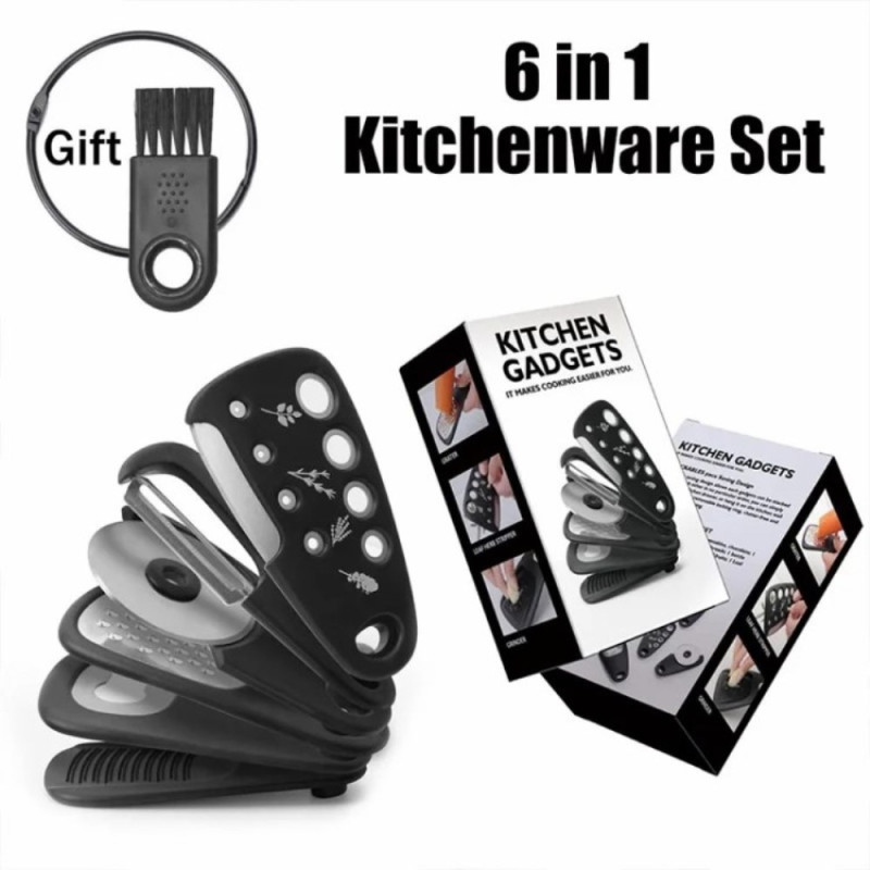 6 - in - 1 Pizza Cutter Can Opener Garlic Measurer Peeler etc