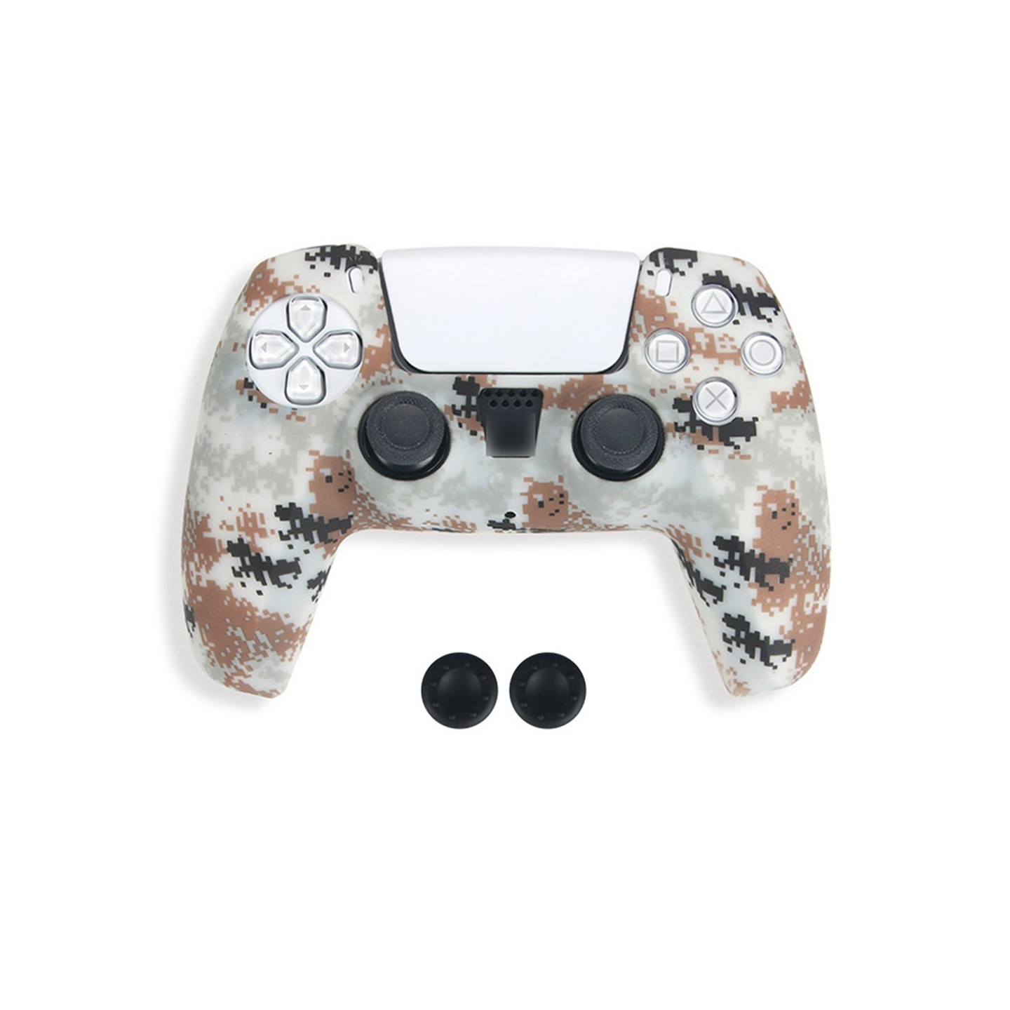 DATA FROG For Sony Playstation 5 Silicone Case Gamepad Protective Cover with 2 Rocker Caps