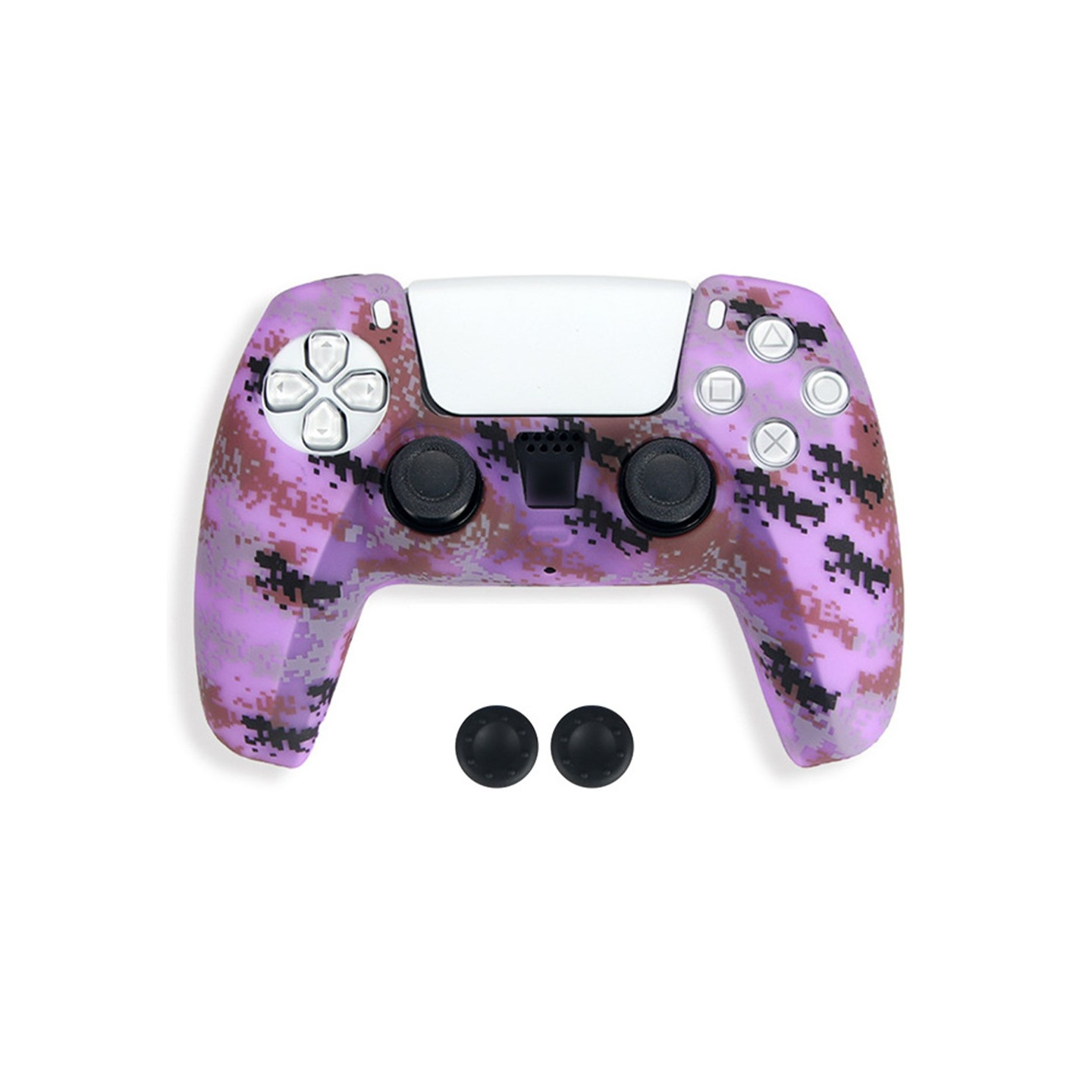 DATA FROG For Sony Playstation 5 Silicone Case Gamepad Protective Cover with 2 Rocker Caps