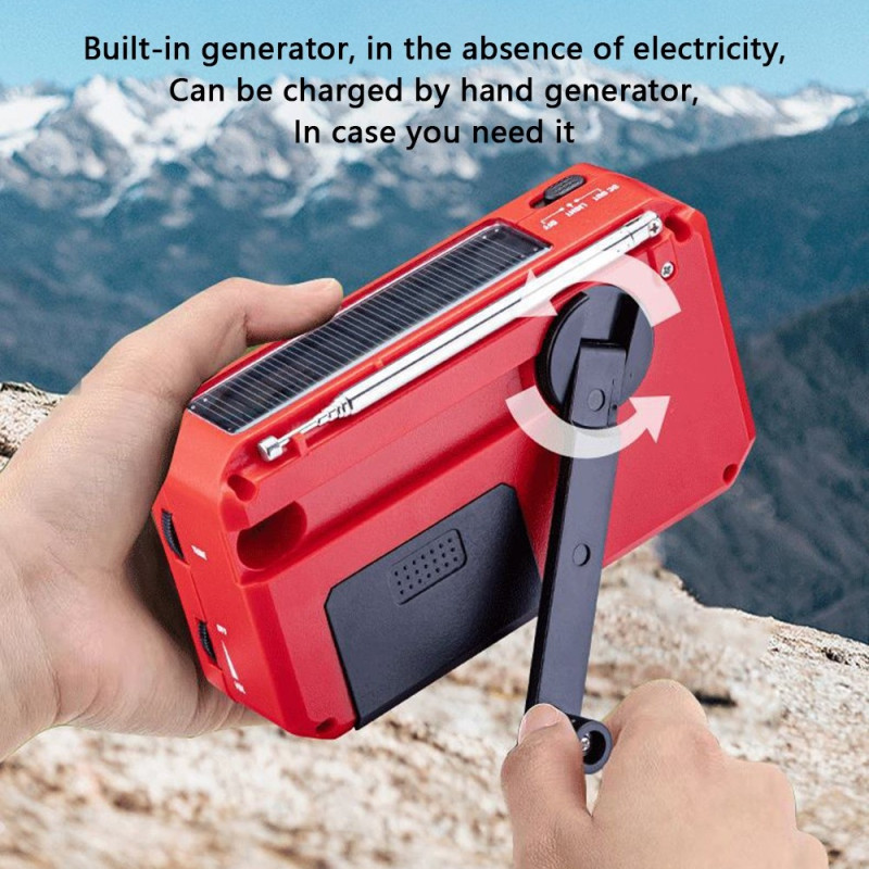 AM FM Radio Solar Charging Hand Crank LED Flashlight PowerBank