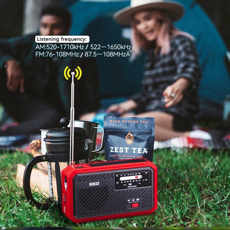 AM FM - radio aurinkoenergian lataus käsikampi taskulamppu PowerBank