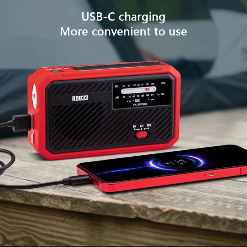 AM FM Radio Solar Charging Hand Crank LED Flashlight PowerBank