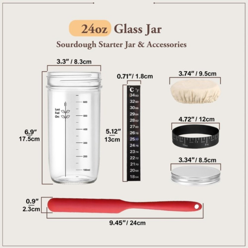 Surdeig 730ml Gjæringskrukke Startbeholder for glassbaketilbehør