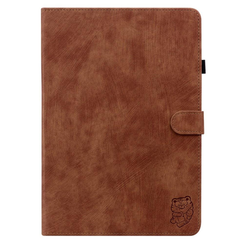 Til Nokia T21 Taske Imprintet Cute Tiger Tablet Cover Kortholder - Brun