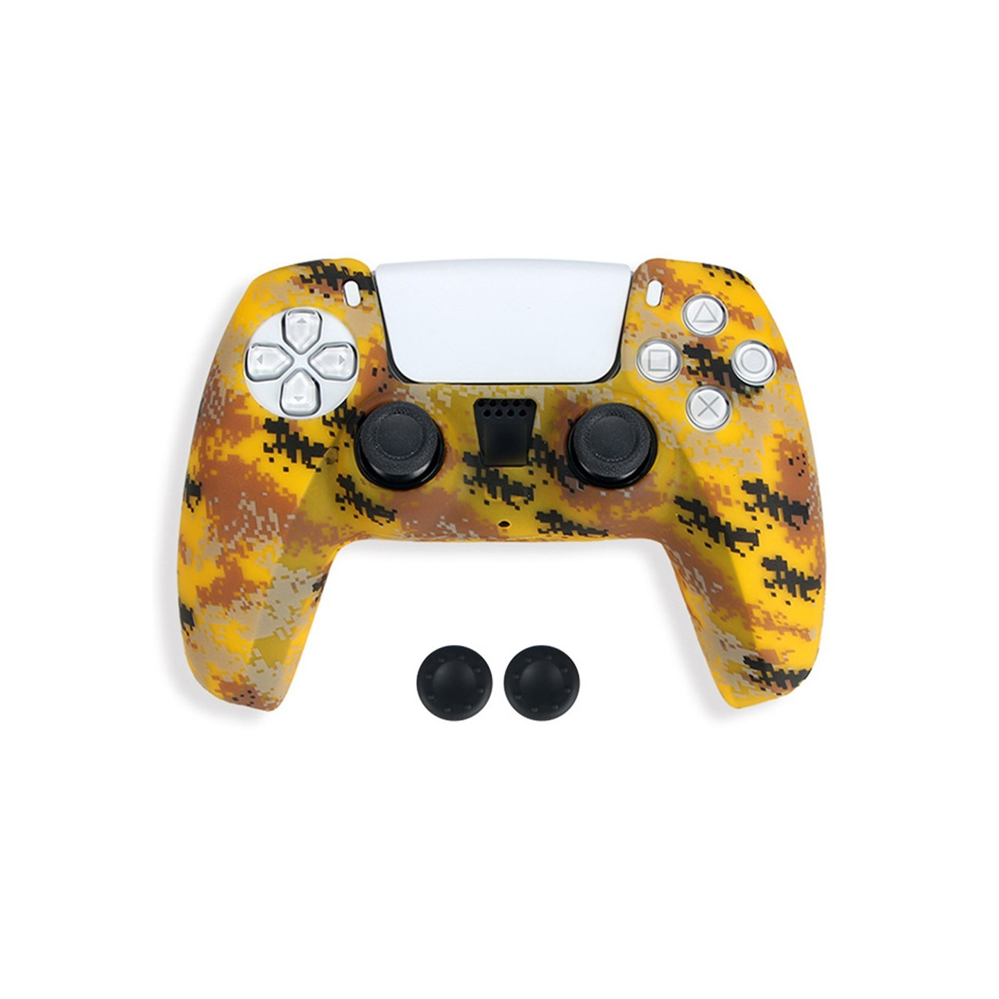 DATA FROG For Sony Playstation 5 Silicone Case Gamepad Protective Cover with 2 Rocker Caps