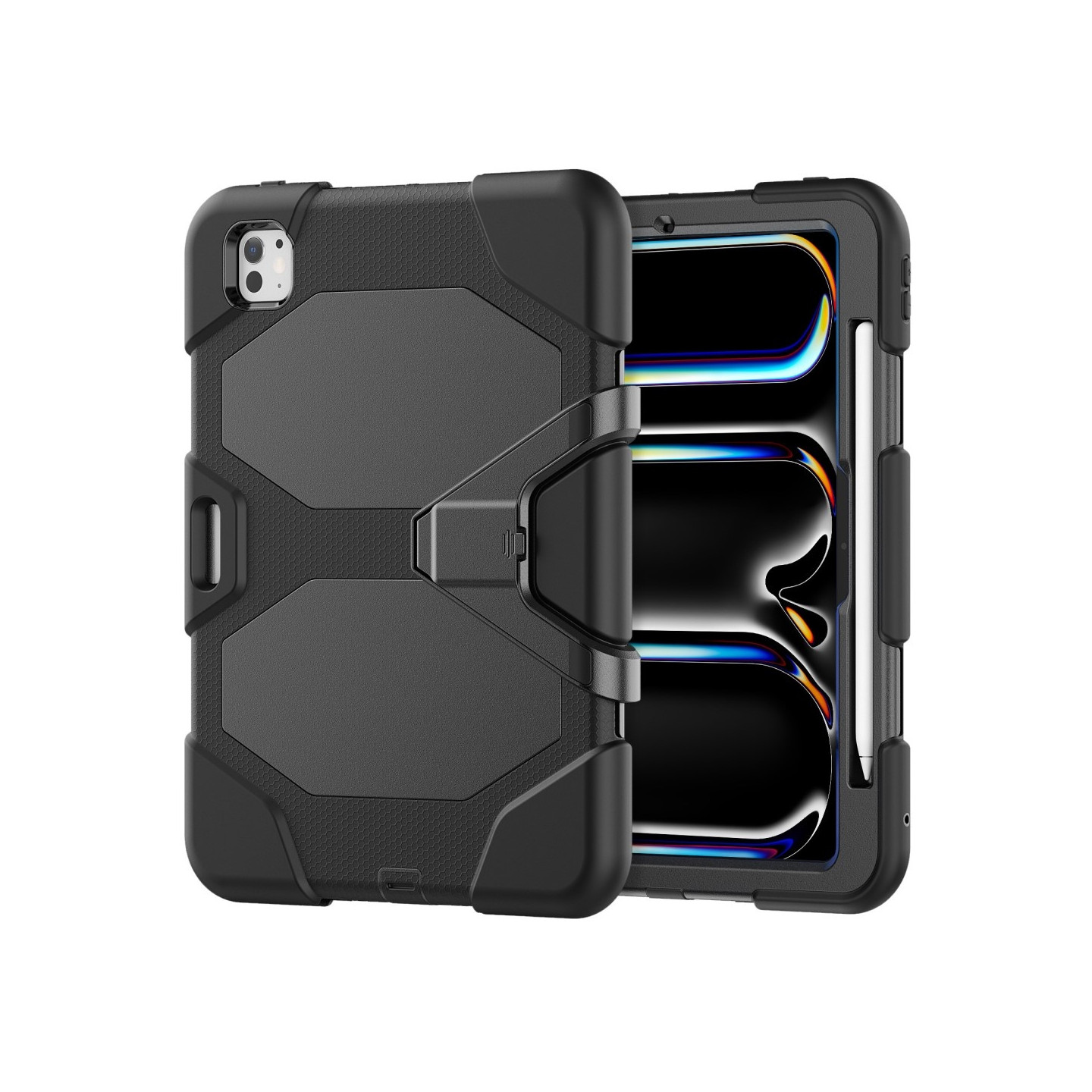 Til iPad Pro 11 (2024) Deksel Stand Shame Protector PC+Silikon - Svart