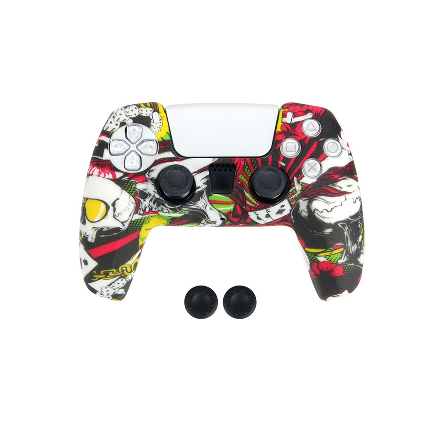 DATA FROG For Sony Playstation 5 Silicone Case Gamepad Protective Cover with 2 Rocker Caps