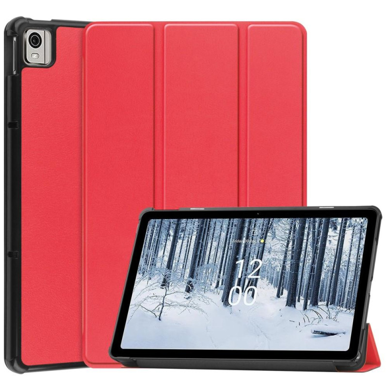 Nokia T21 Tri - fold Stand Wake / Sleep Cover Tablet Case - Red