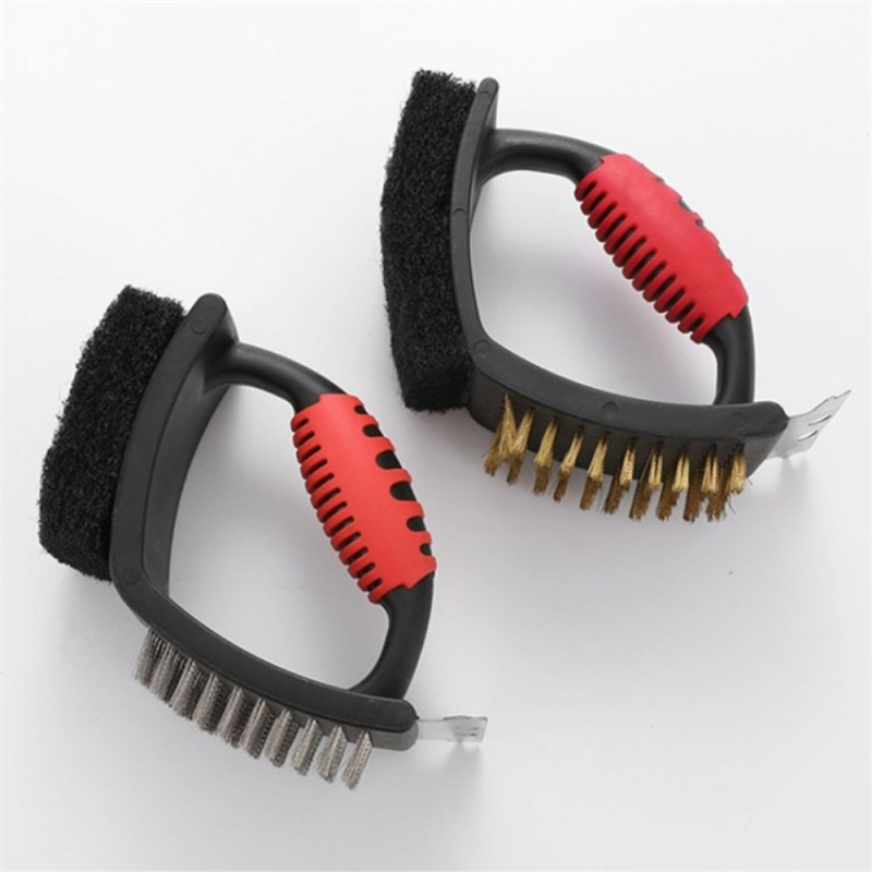 3 - in - 1 Brush grill cleaning BBQ brush Scraping wire brush