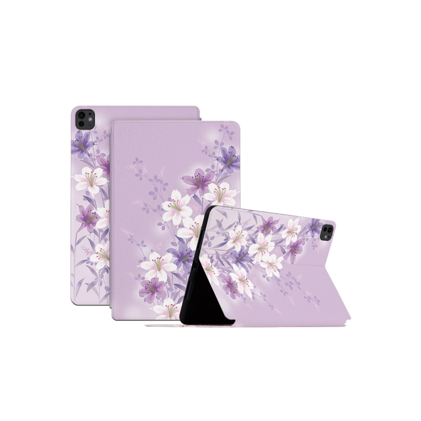 For iPad Pro 11 (2024) Case Flip Stand Smart Tablet Cover - Purple Magnolia