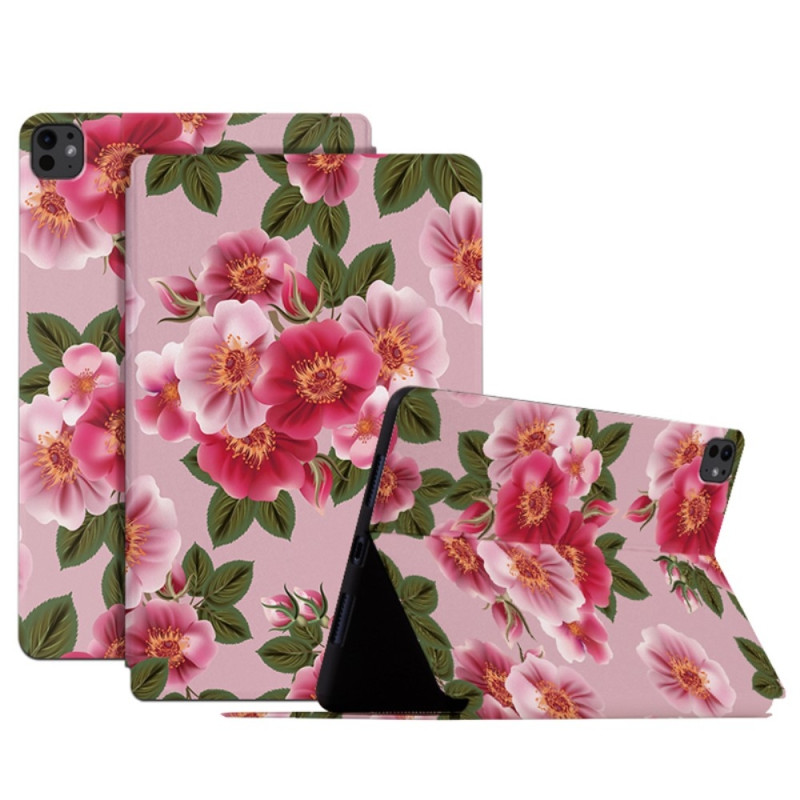 For iPad Pro 11 (2024) Case Flip Stand Smart Tablet Cover - Peony