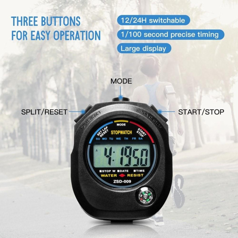 Sports Timer Digital Stopwatch Date Time Alarm