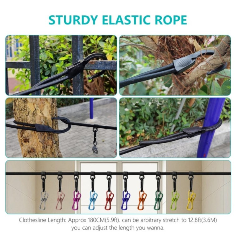 Punch - free clothesline Camping Drying elastic clothesline
