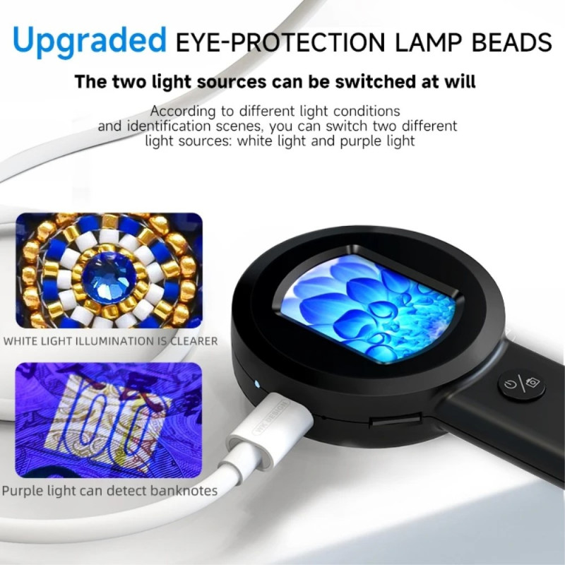 2 tuuman IPS HD - kuvaa ja tallenna tällä suurennuslasilla. LED - valo