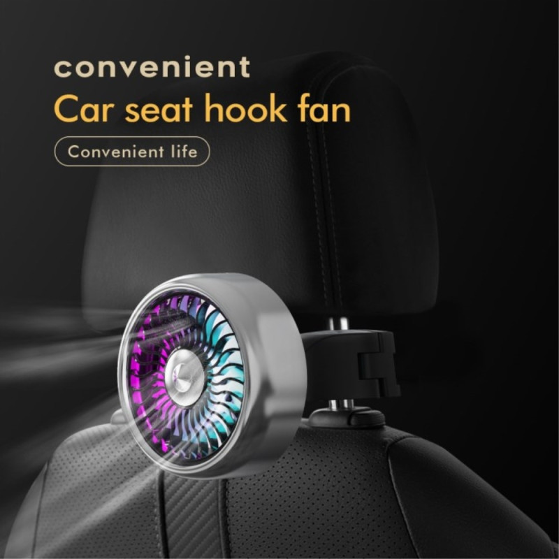 Car back seat fan for passengers with 3 speeds + RGB light