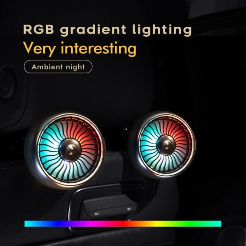 Car back seat fan for passengers with 3 speeds + RGB light