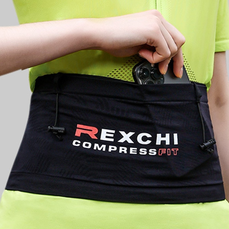 REXCHI Running Waist Bag Phone Water Bottle Storage Fanny Pack - Black M