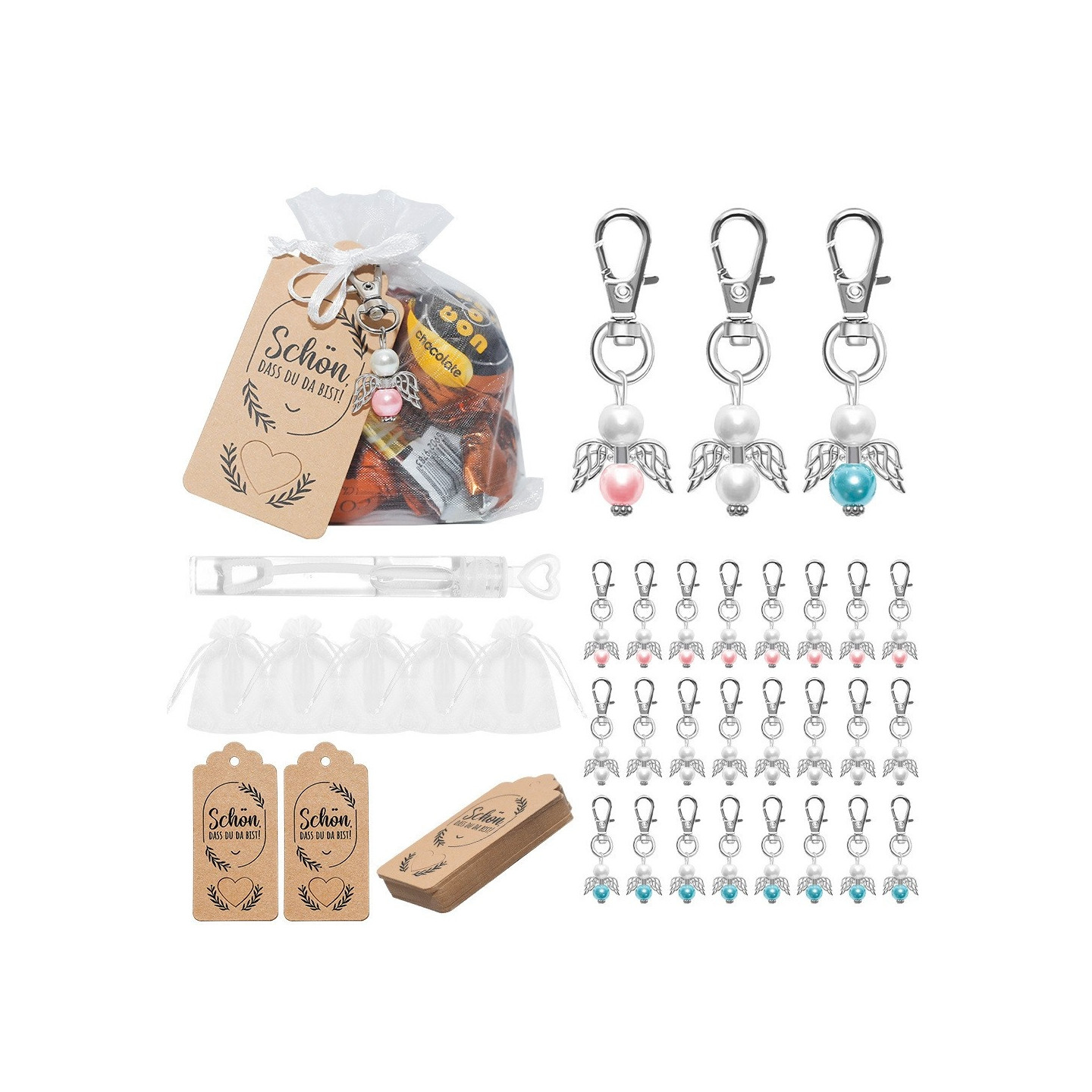 100 kpl Juhla hääkutsu Lahjapaketti Angel Wing Charm