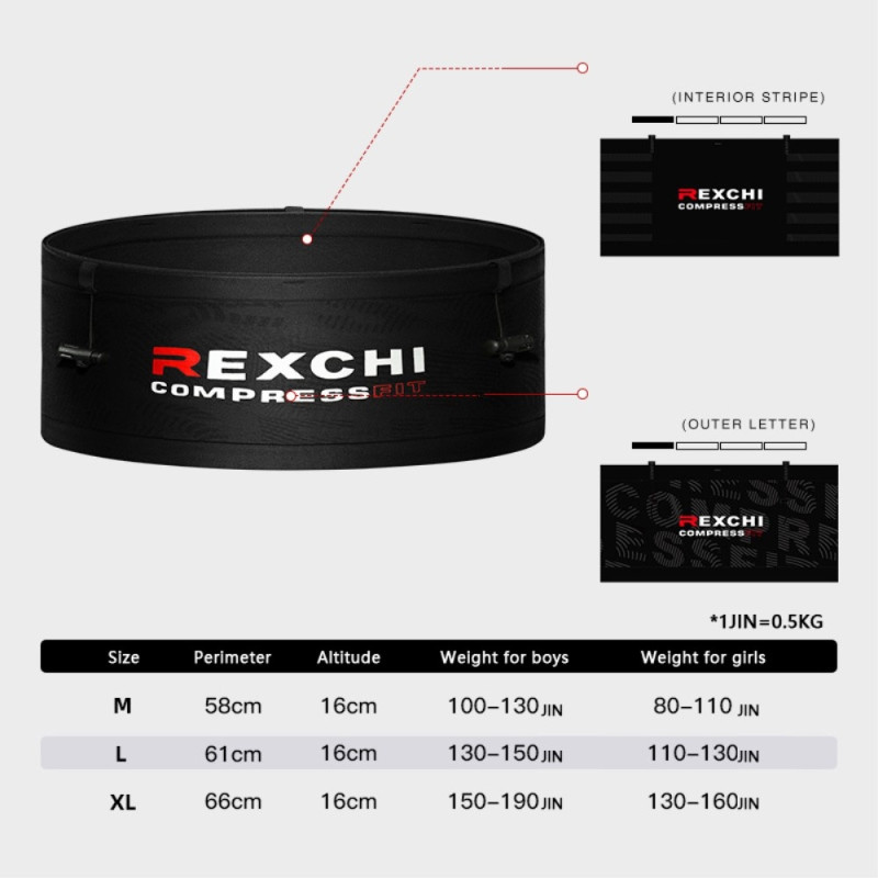 REXCHI Running Waist Bag Phone Water Bottle Storage Fanny Pack - Black L