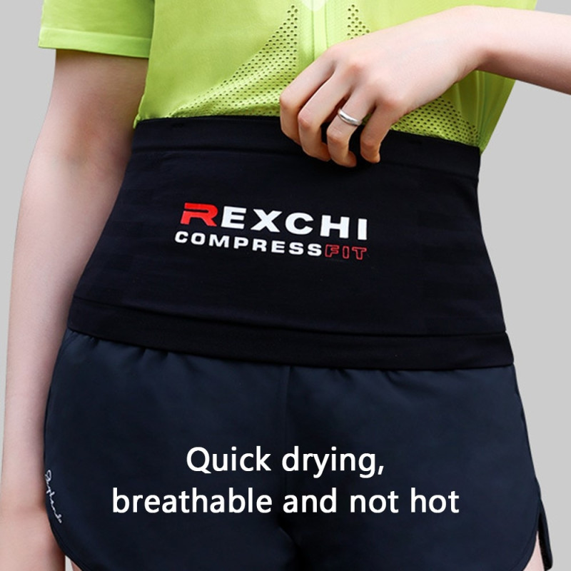 REXCHI Running Waist Bag Phone Water Bottle Storage Fanny Pack - Black L