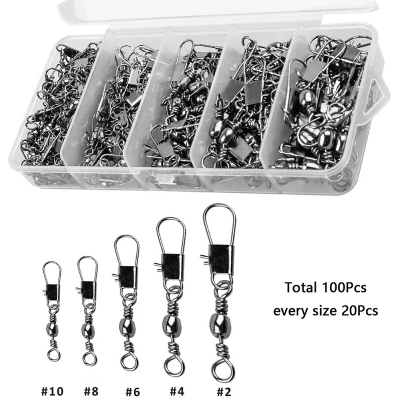 100 kuulalaakeroidut kääntyvät Snap Connector - kalastustarvikkeet