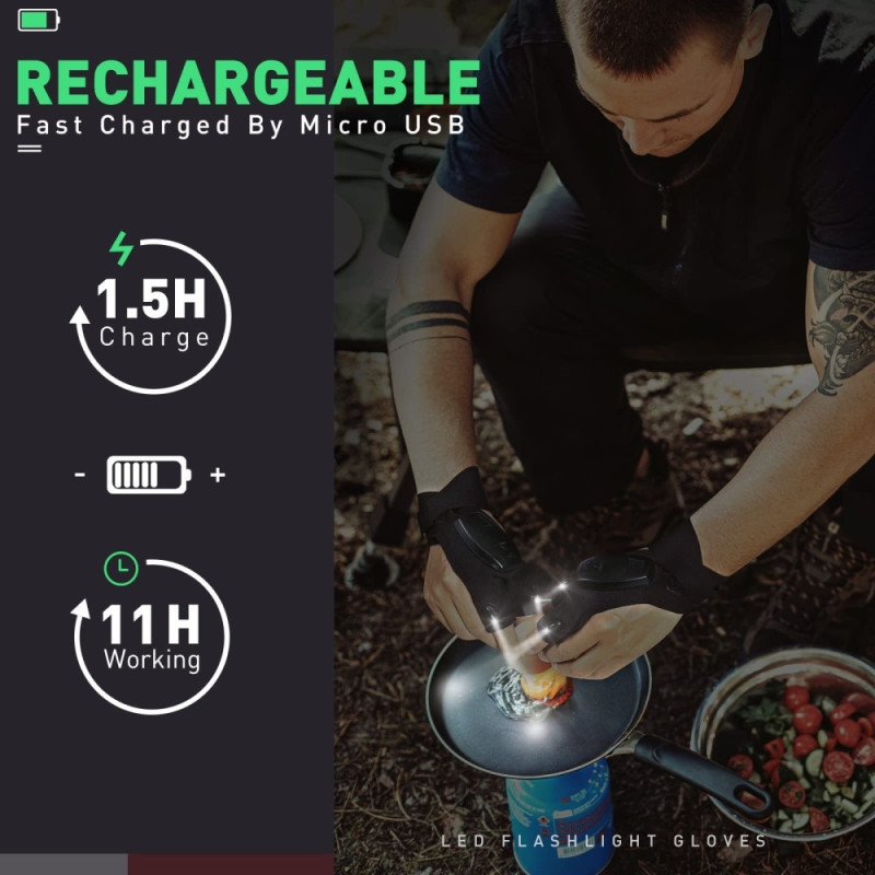1 par LED lommelygte handske reparation genopladelig handske