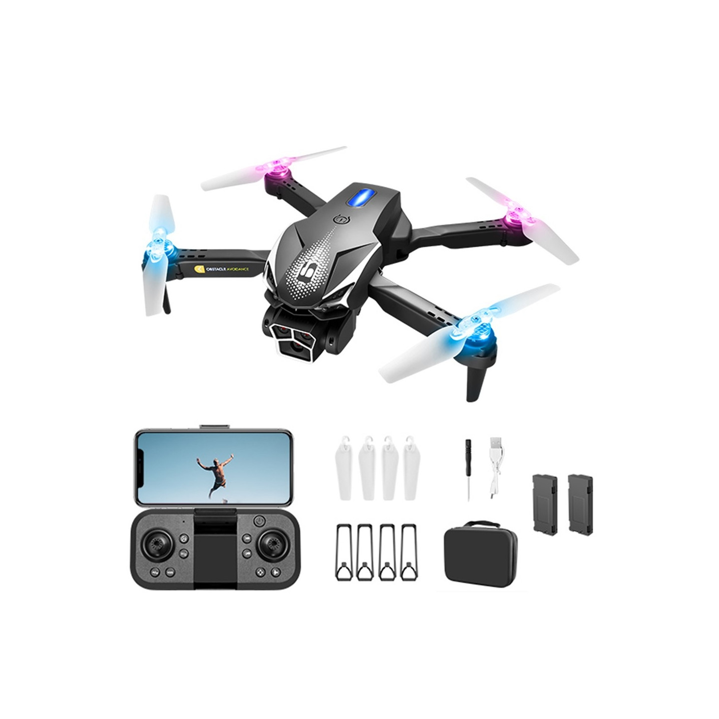 LU600 RC Drone HD - kameran kahdella akulla Nelipuolinen esteiden välttäminen