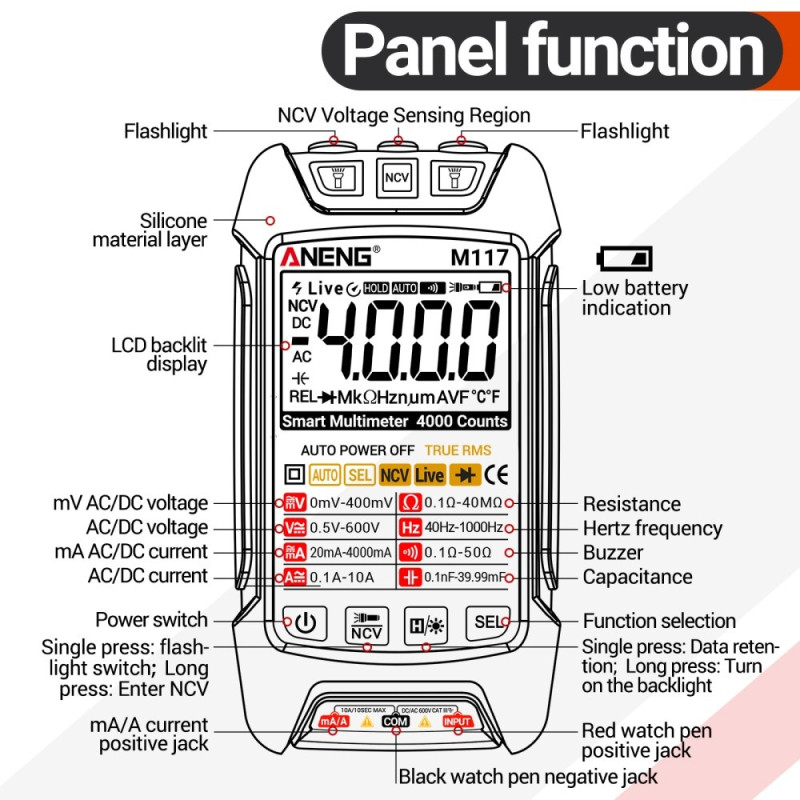 Multimeter Auto - Ranging Digital Tester Intelligent Multi Tester
