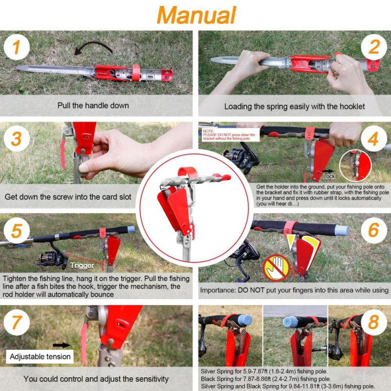 Automatic spring rod holder Fishing rod folding bracket Fishing