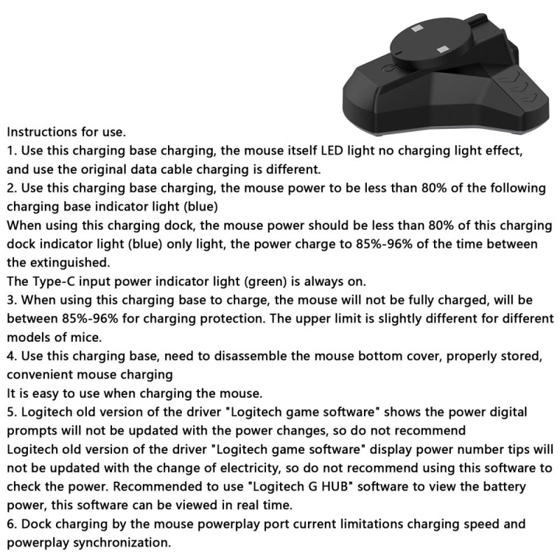 Dock + kabel til Logitech G Pro X Superlight Superlight 2 Mouse