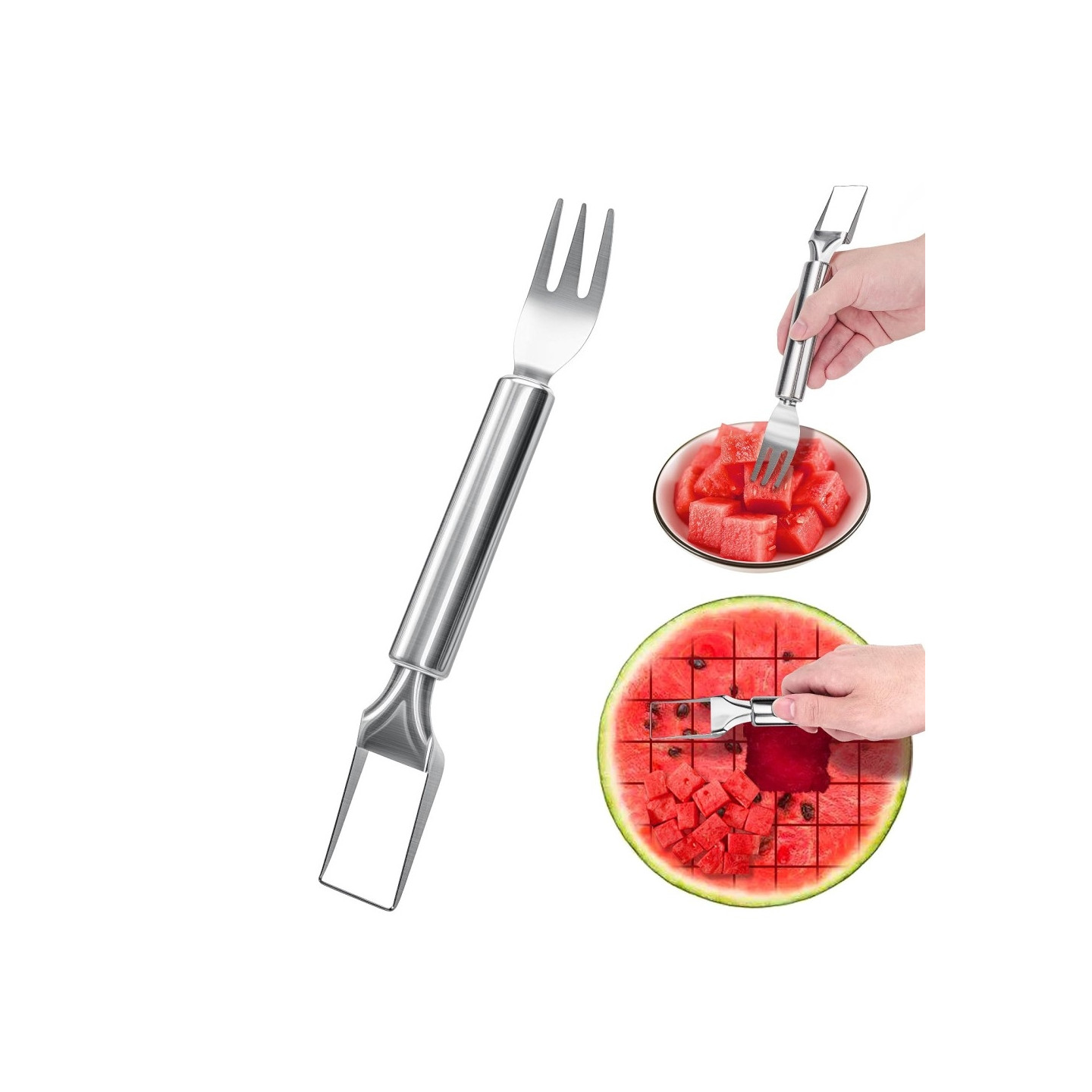 Stainless Steel Dual Head Watermelon Cutter Fruit Fork Kitchen Tool