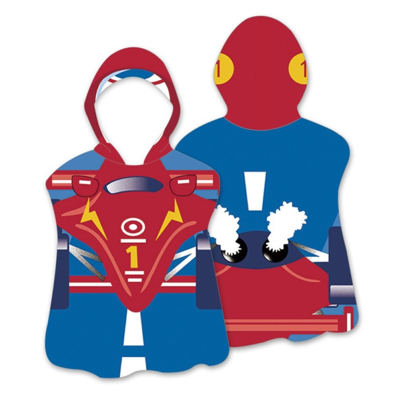 Hood Cape Badehåndkle Badekåpe Poncho, 60x60cm - Racing Boy