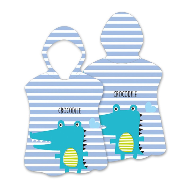 Hood Cape Badehåndkle Badekåpe Poncho, 60x60cm - Stripe/ Krokodille