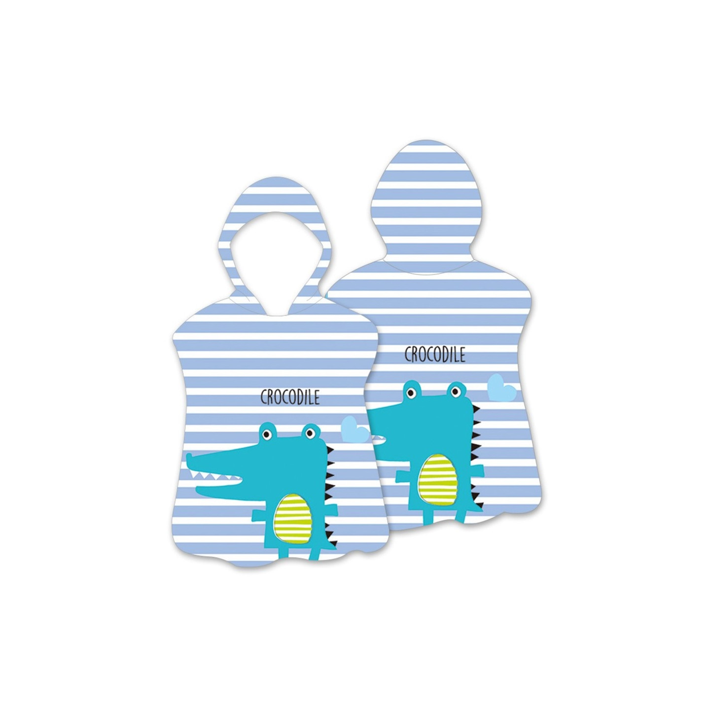 Hood Cape Badehåndkle Badekåpe Poncho, 60x60cm - Stripe/ Krokodille