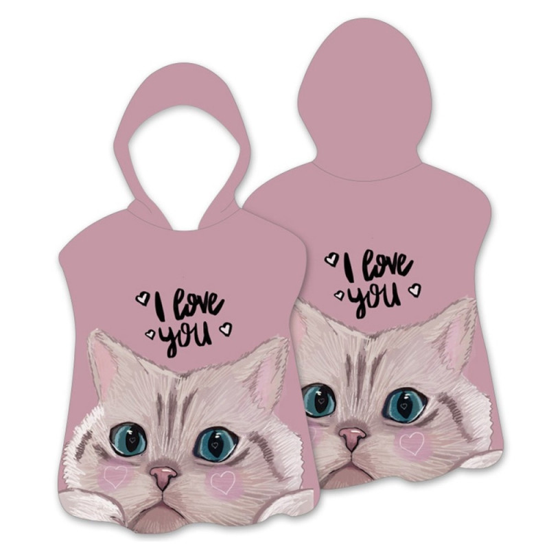Hood Cape Kylpypyyhe Kylpytakki Poncho, 60x60cm - Cat