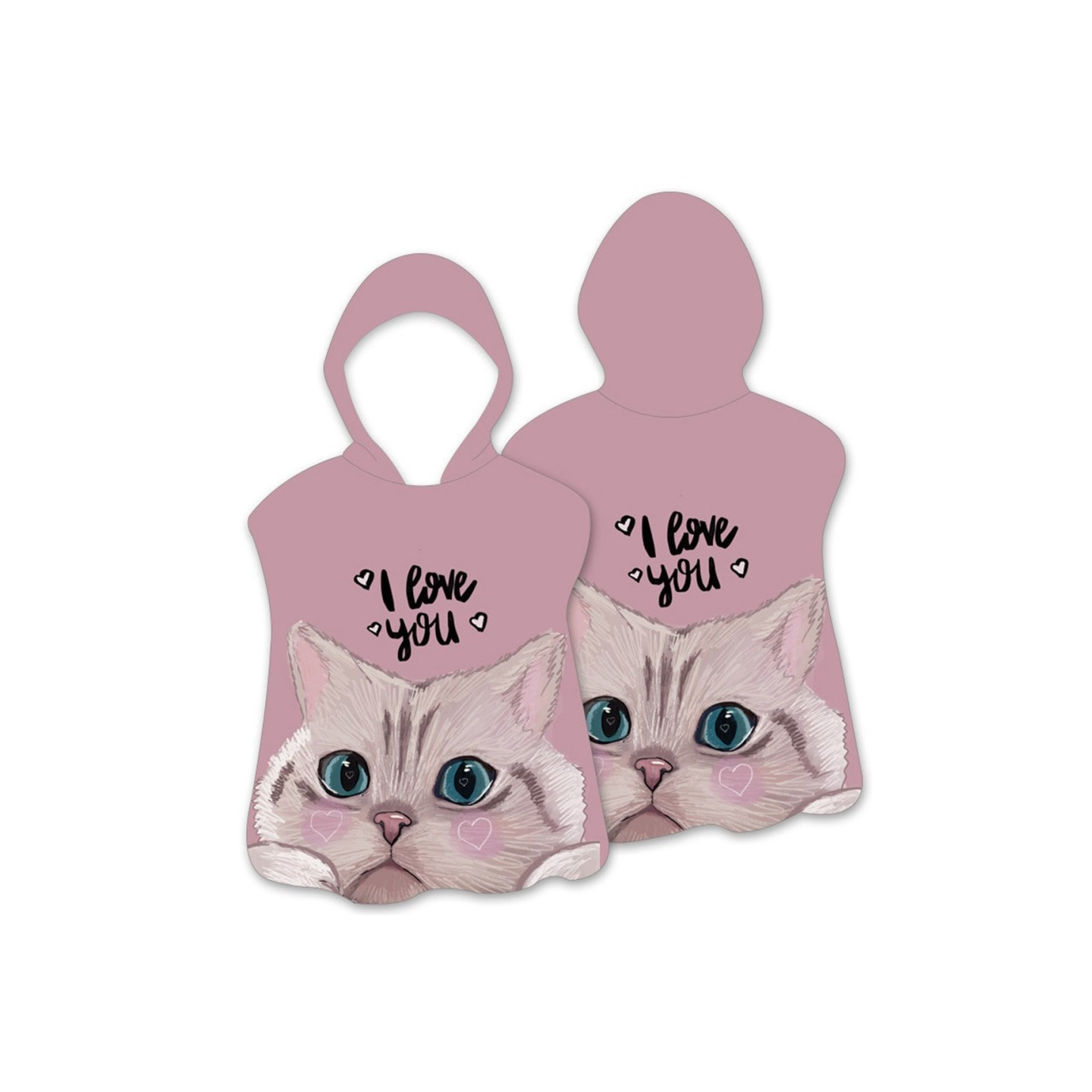 Hood Cape Badehåndkle Badekåpe Poncho, 60x60cm - Katt