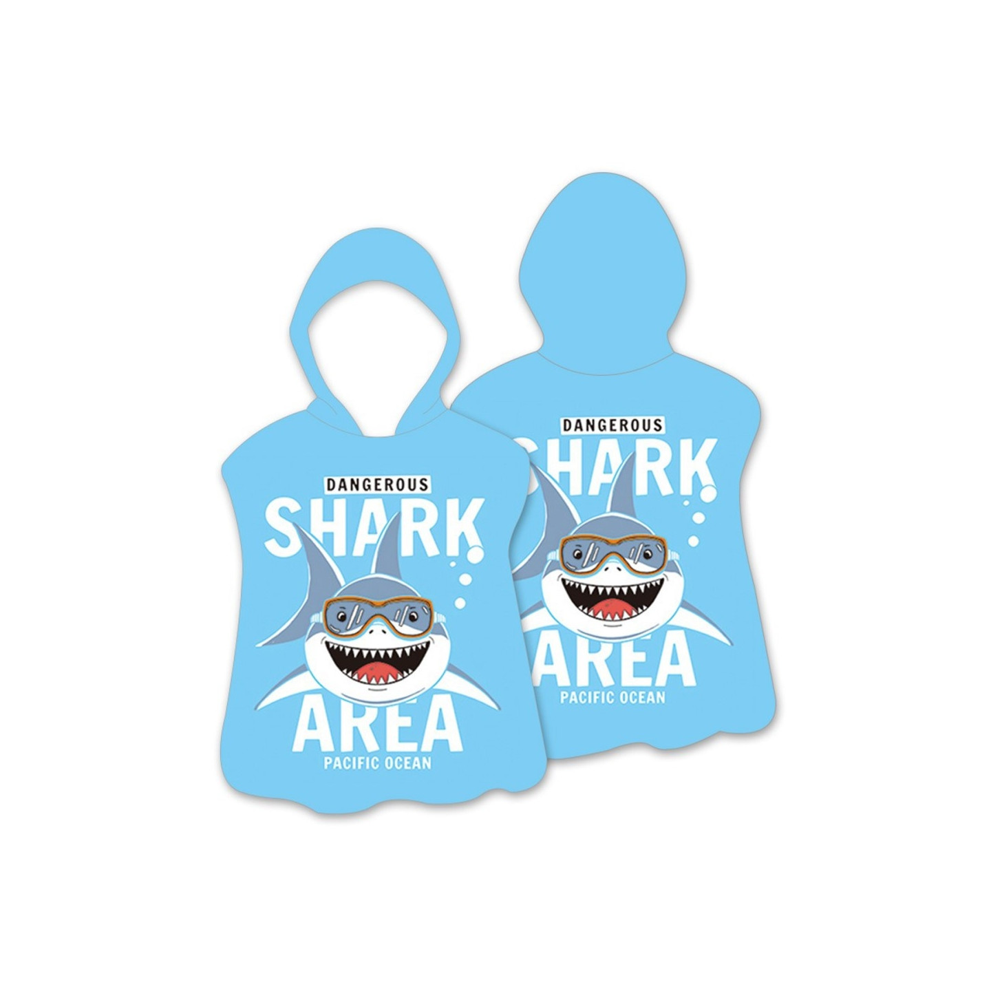 Hood Cape Badehåndklæde Badekåbe Poncho, 60x60cm - Ocean Shark